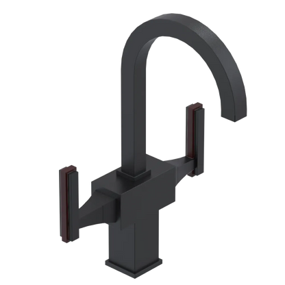 Rubinet Single Hole Dual Handle Lav. Set. (less drain) Matt Black