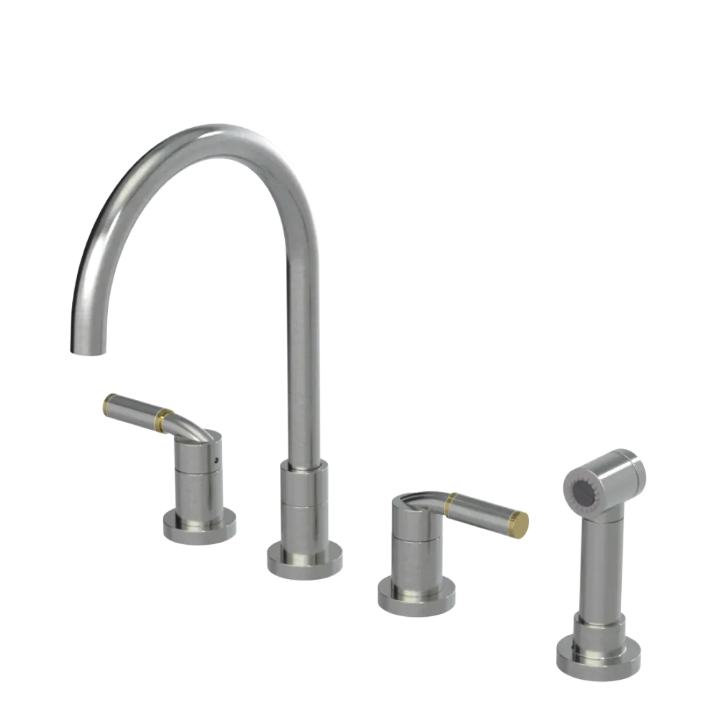 Rubinet Widespread Kitchen Set with Hand Spray Satin Nickel