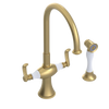 Rubinet Two Handle Single Hole Kitchen Set with Hand Spray Satin Brass