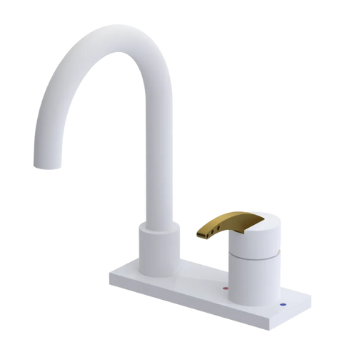 Rubinet 4" Centre Single Control Lav. Set. (less drain) Matt White