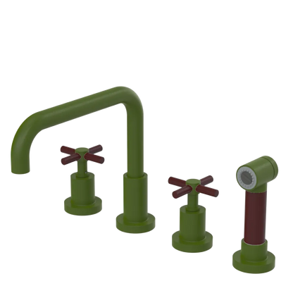 Rubinet Widespread Kitchen Set with Hand Spray Green Envy