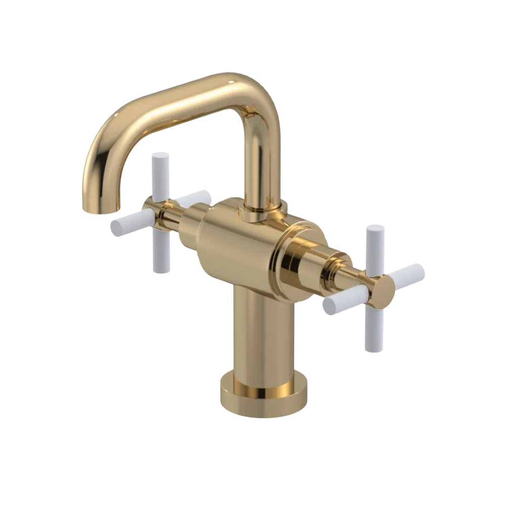 Rubinet Single Hole Dual Handle Lav. Set. (less drain) Gold