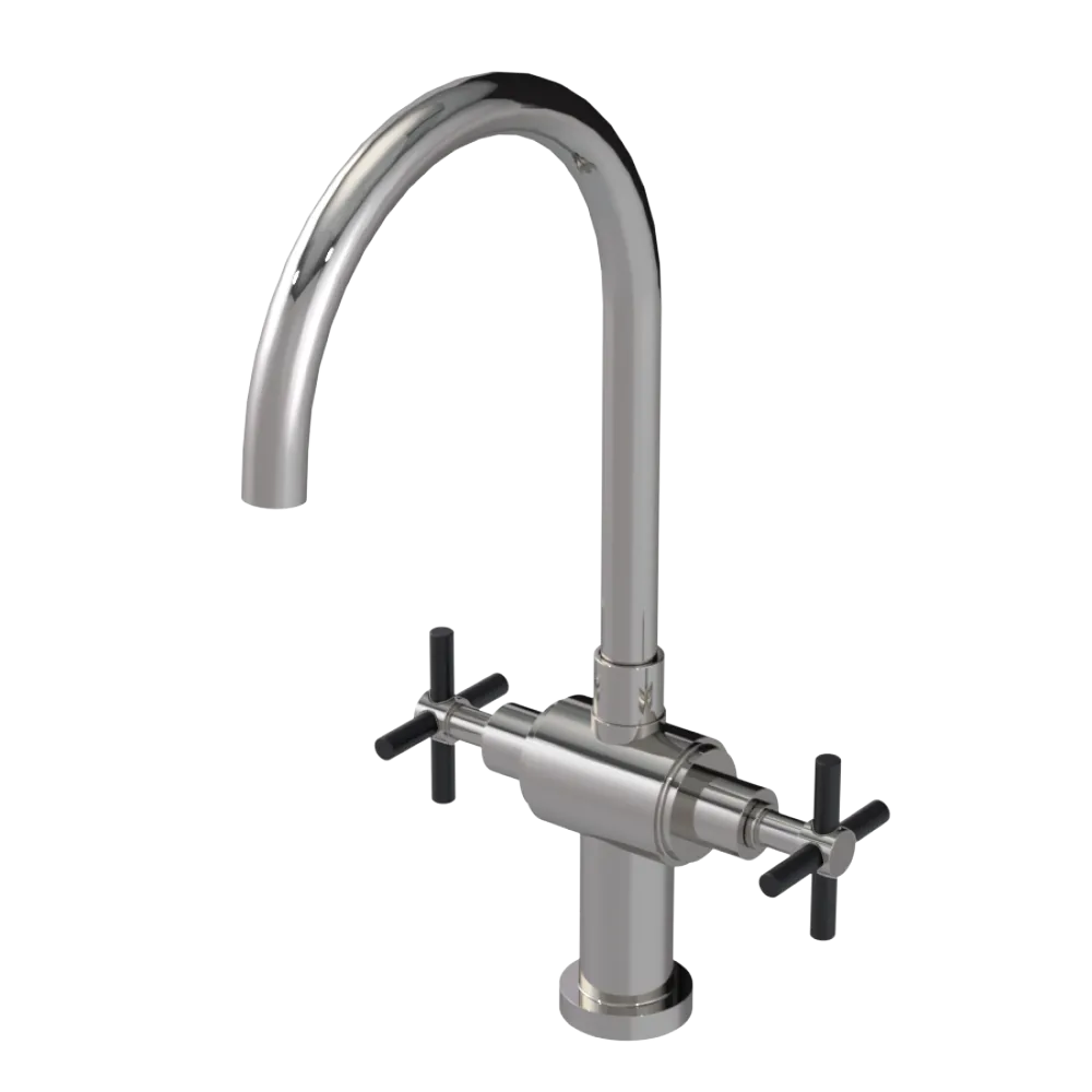 Rubinet Two Handle Single Hole Kitchen Set with LaSalle Spout Polished Nickel