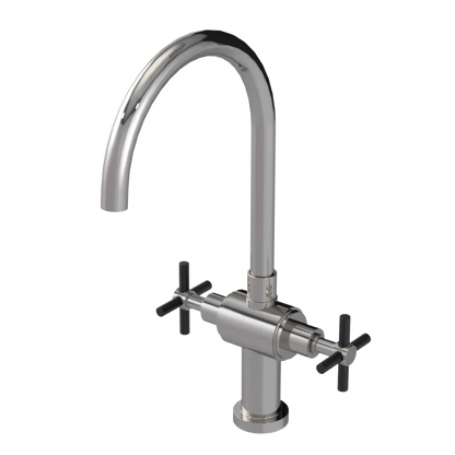 Rubinet Two Handle Single Hole Kitchen Set with LaSalle Spout Polished Nickel
