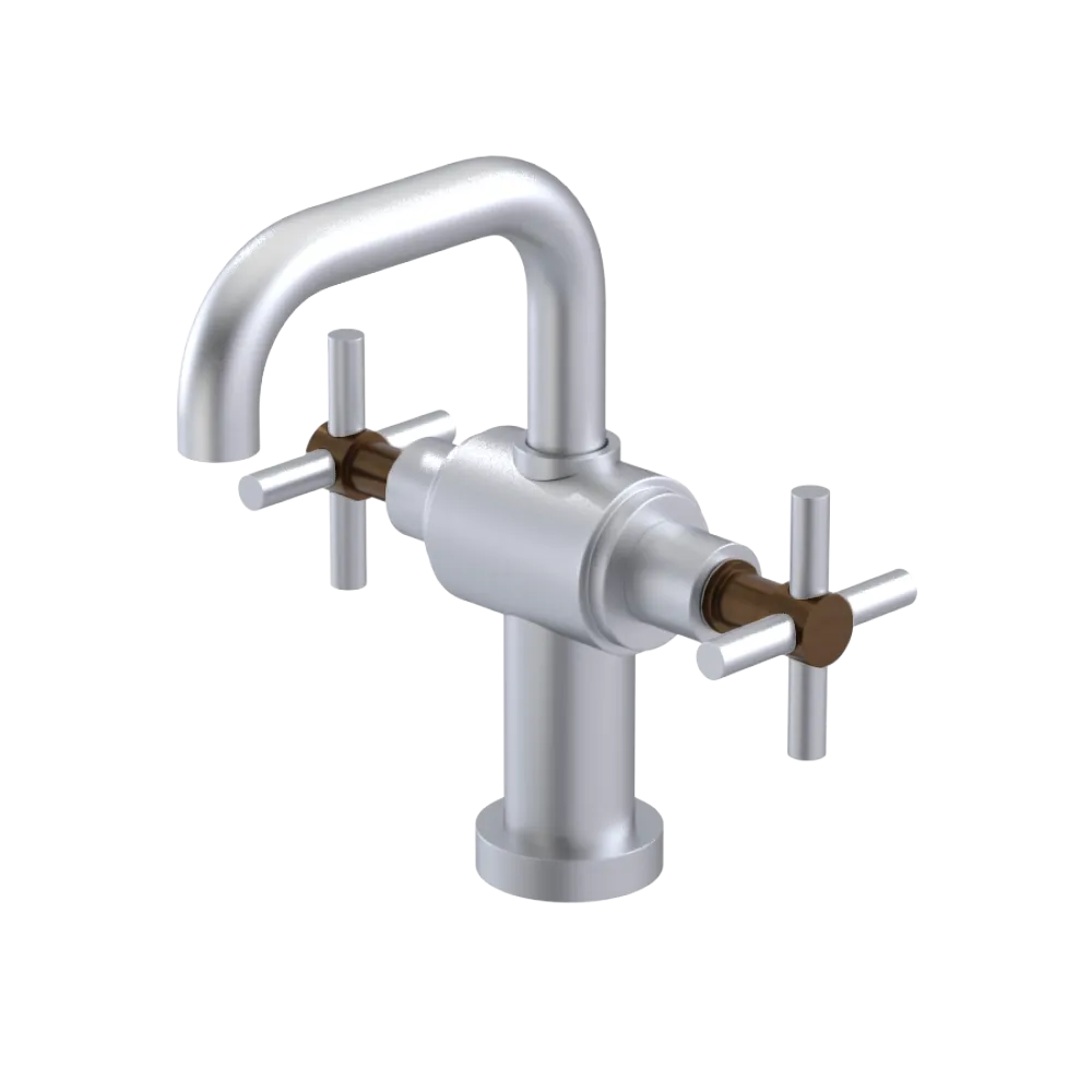 Rubinet Single Hole Dual Handle Lav. Set. (less drain) Satin Chrome