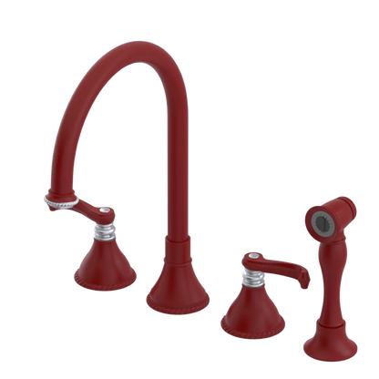 Rubinet Widespread Kitchen Set with Hand Spray Maroon