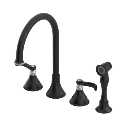 Rubinet Widespread Kitchen Set with Hand Spray Matt Black