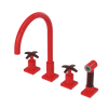 Rubinet Widespread Kitchen Set with Hand Spray Red