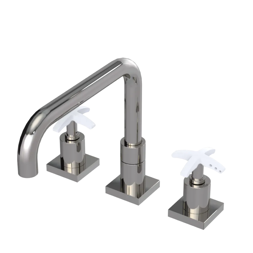 Rubinet Widespread Kitchen Set with Genesis Spout Polished Nickel