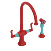Rubinet Two Handle Single Hole Kitchen Set with Hand Spray Red