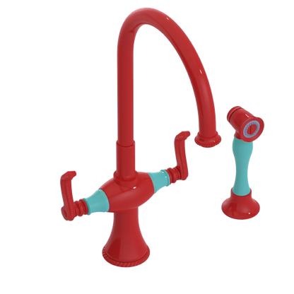 Rubinet Two Handle Single Hole Kitchen Set with Hand Spray Red