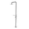 Rubinet Pressure Balance Outdoor Shower with Hand Held Shower & 10" Shower Head (with shelf) - 304 Stainless Steel Satin Nickel