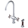 Rubinet Two Handle Single Hole Kitchen Set with LaSalle Spout with Hand Spray Satin Chrome
