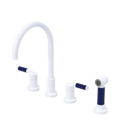 Rubinet Widespread Kitchen Set with Hand Spray White