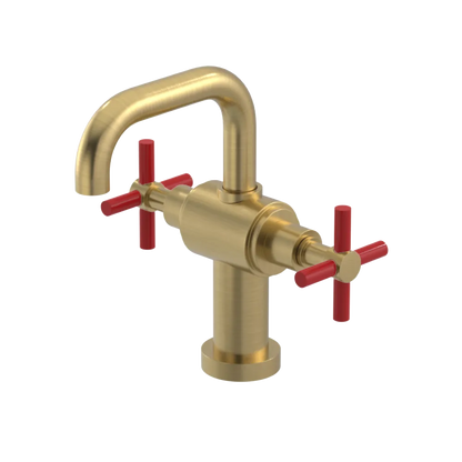Rubinet Single Hole Dual Handle Lav. Set. (less drain) Satin Brass