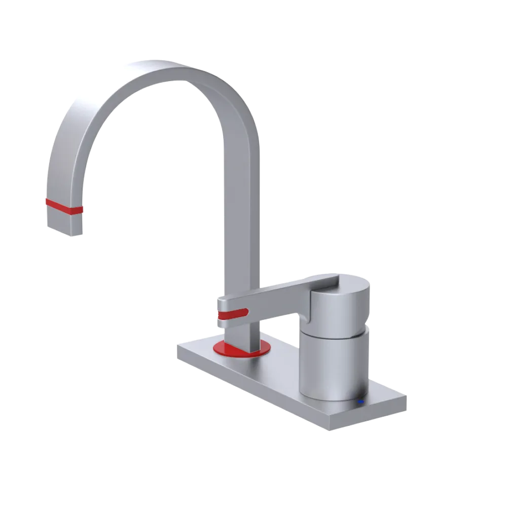 Rubinet 4" Centre Single Control Lav. Set (less drain) Satin Chrome