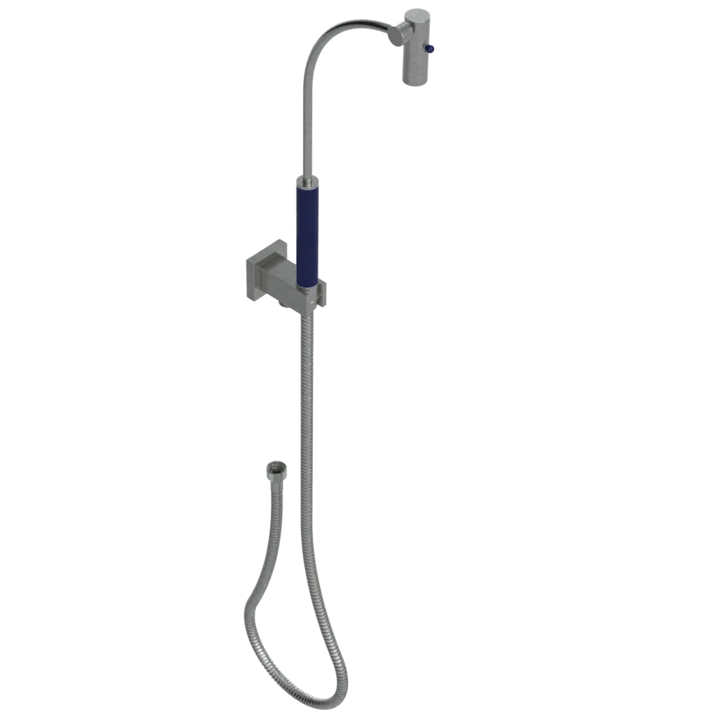Rubinet Hand Held Shower Bidet with Extended Reach & Dual Function Spray Including Wall Bracket with Supply & Hose (Square) Satin Nickel