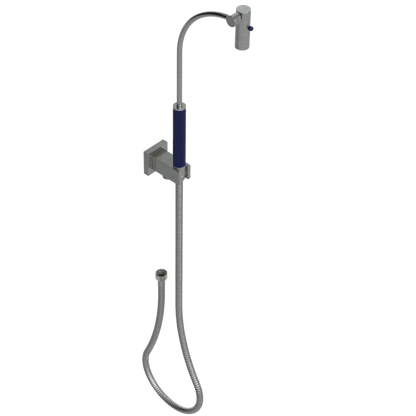 Rubinet Hand Held Shower Bidet with Extended Reach & Dual Function Spray Including Wall Bracket with Supply & Hose (Square) Satin Nickel
