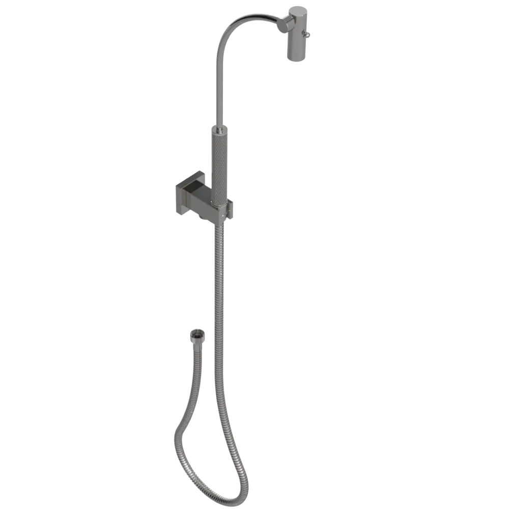 Rubinet Hand Held Shower Bidet with Extended Reach & Dual Function Spray Including Wall Bracket with Supply & Hose (Square) Polished Nickel