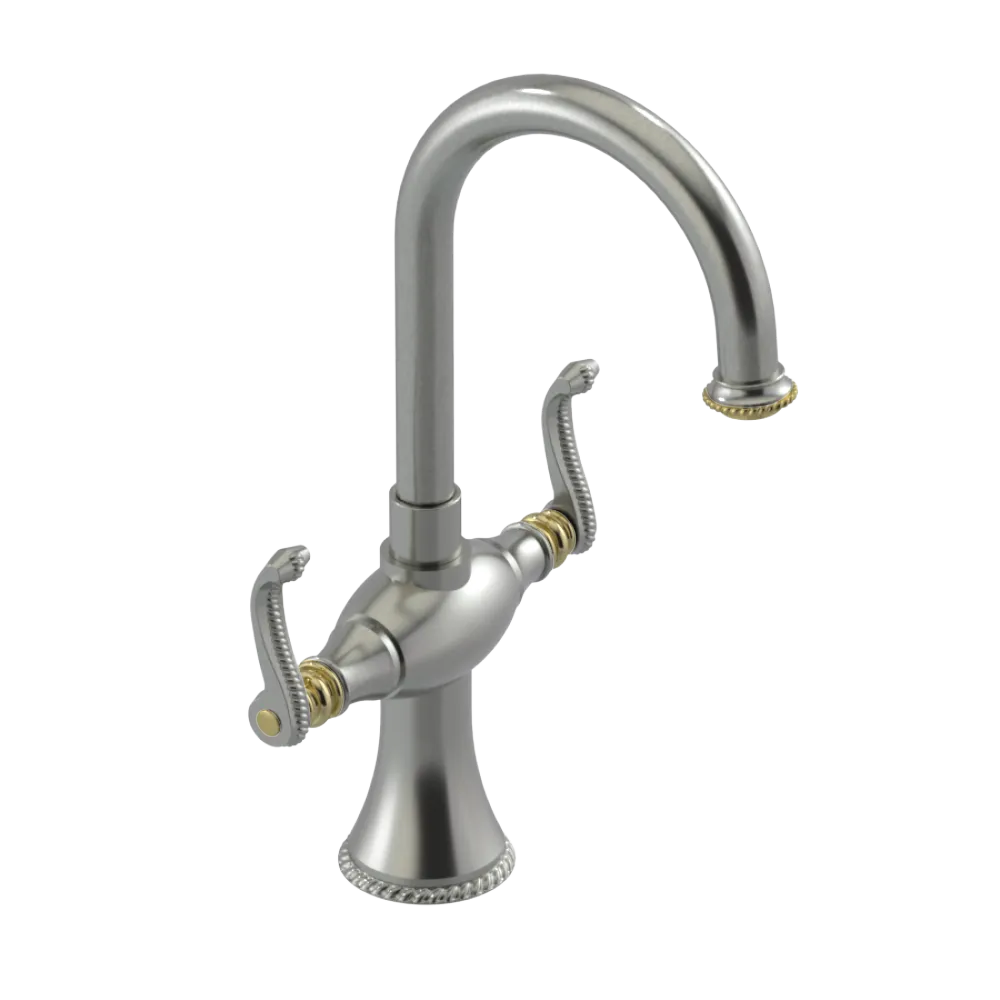 Rubinet Single Hole Dual Handle Lav. Set. (less drain) Satin Nickel