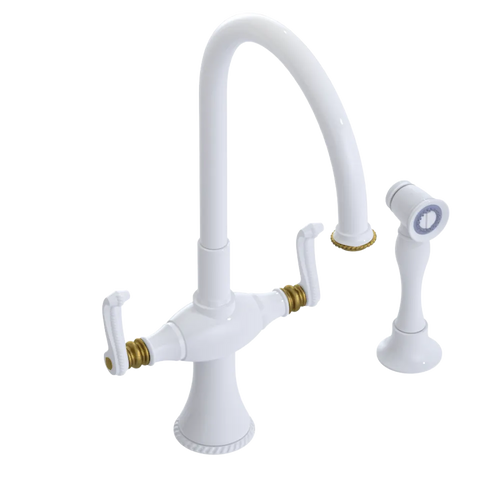 Rubinet Two Handle Single Hole Kitchen Set with Hand Spray White