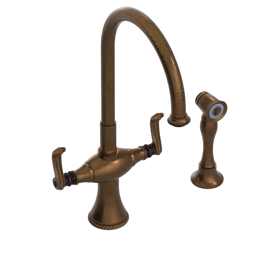 Rubinet Two Handle Single Hole Kitchen Set with Hand Spray Oil Rubbed Bronze