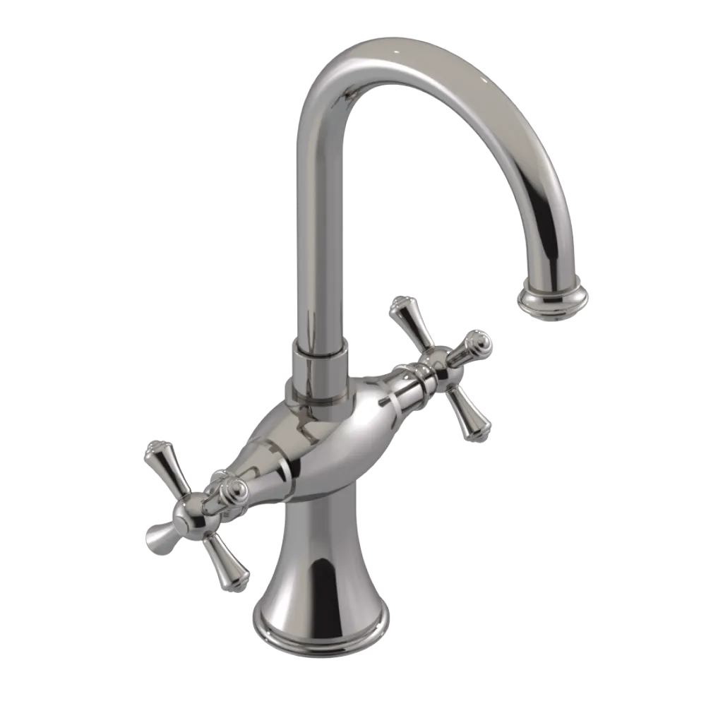 Rubinet Single Hole Dual Handle Lav. Set. (less drain) Polished Nickel