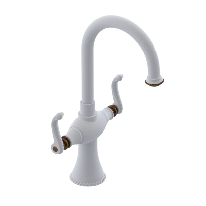 Rubinet Single Hole Dual Handle Lav. Set. (less drain) Matt White