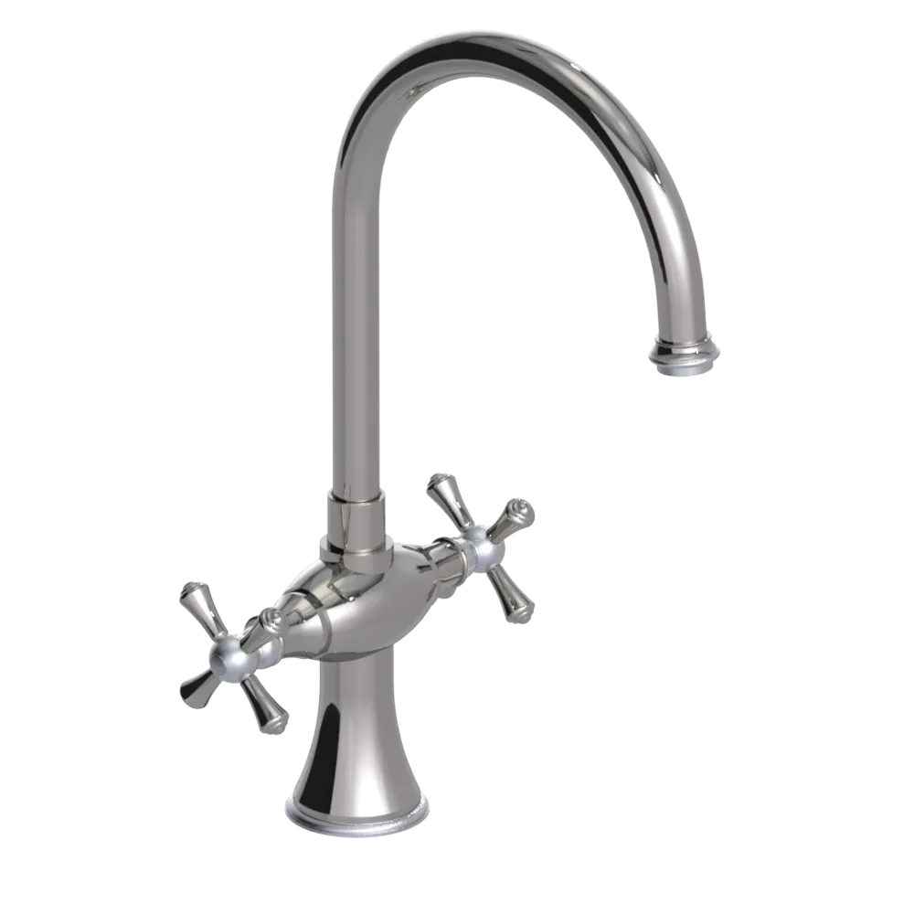 Rubinet Two Handle Single Hole Kitchen Set Polished Nickel