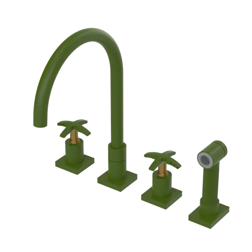 Rubinet Widespread Kitchen Set with Hand Spray Green Envy