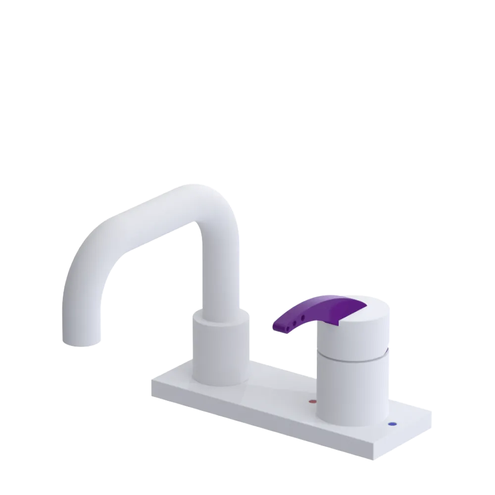 Rubinet 4" Centre Single Control Lav. Set. with Genesis spout (less drain) Matt White