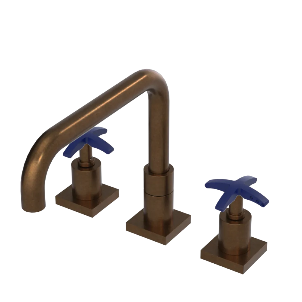 Rubinet Widespread Kitchen Set with Genesis Spout Tuscan Brass