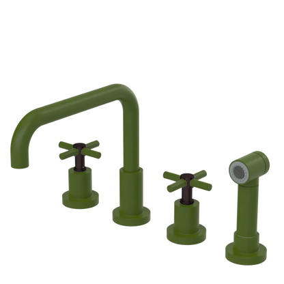 Rubinet Widespread Kitchen Set with Hand Spray Green Envy
