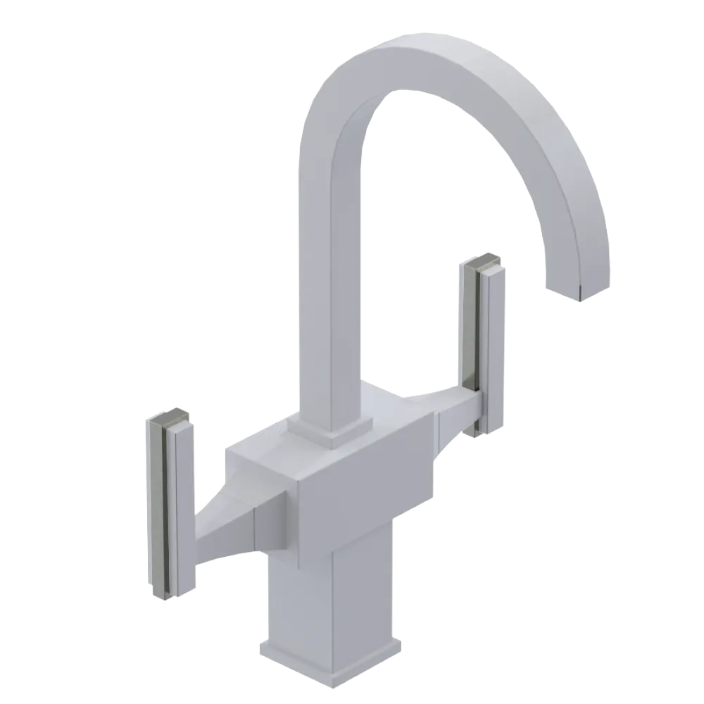 Rubinet Single Hole Dual Handle Lav. Set. (less drain) White