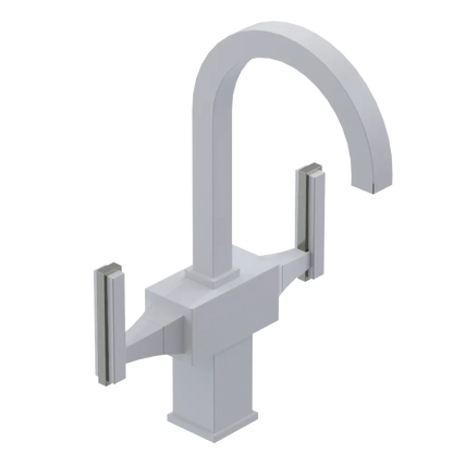 Rubinet Single Hole Dual Handle Lav. Set. (less drain) White