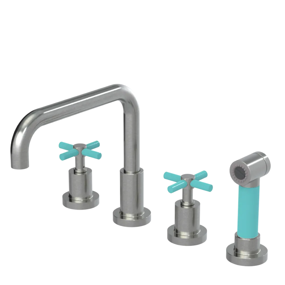 Rubinet Widespread Kitchen Set with Hand Spray Satin Nickel