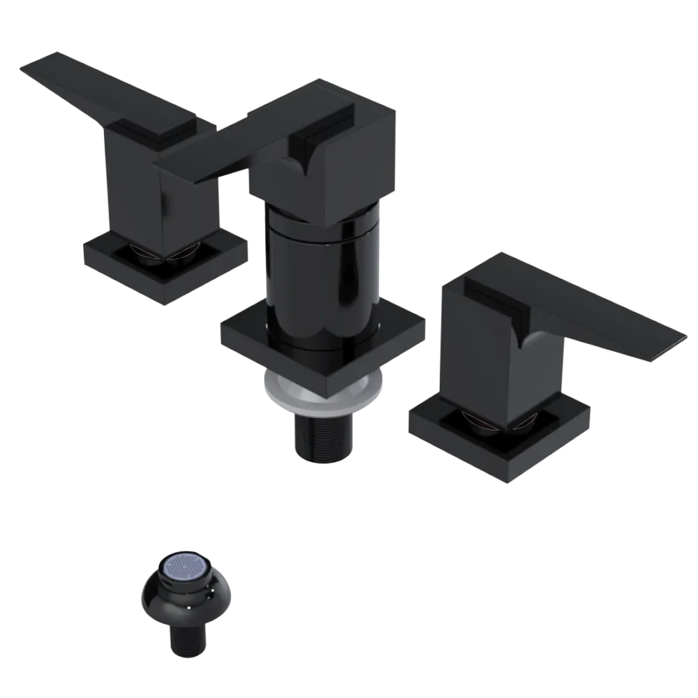Rubinet Bidet Fitting with Spray, Diverter, and Vacuum Breaker (less drain) Black