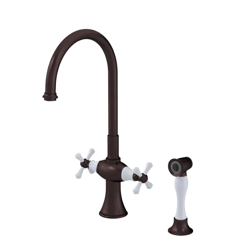 Rubinet Two Handle Single Hole Kitchen Set with Hand Spray Oil Rubbed Bronze