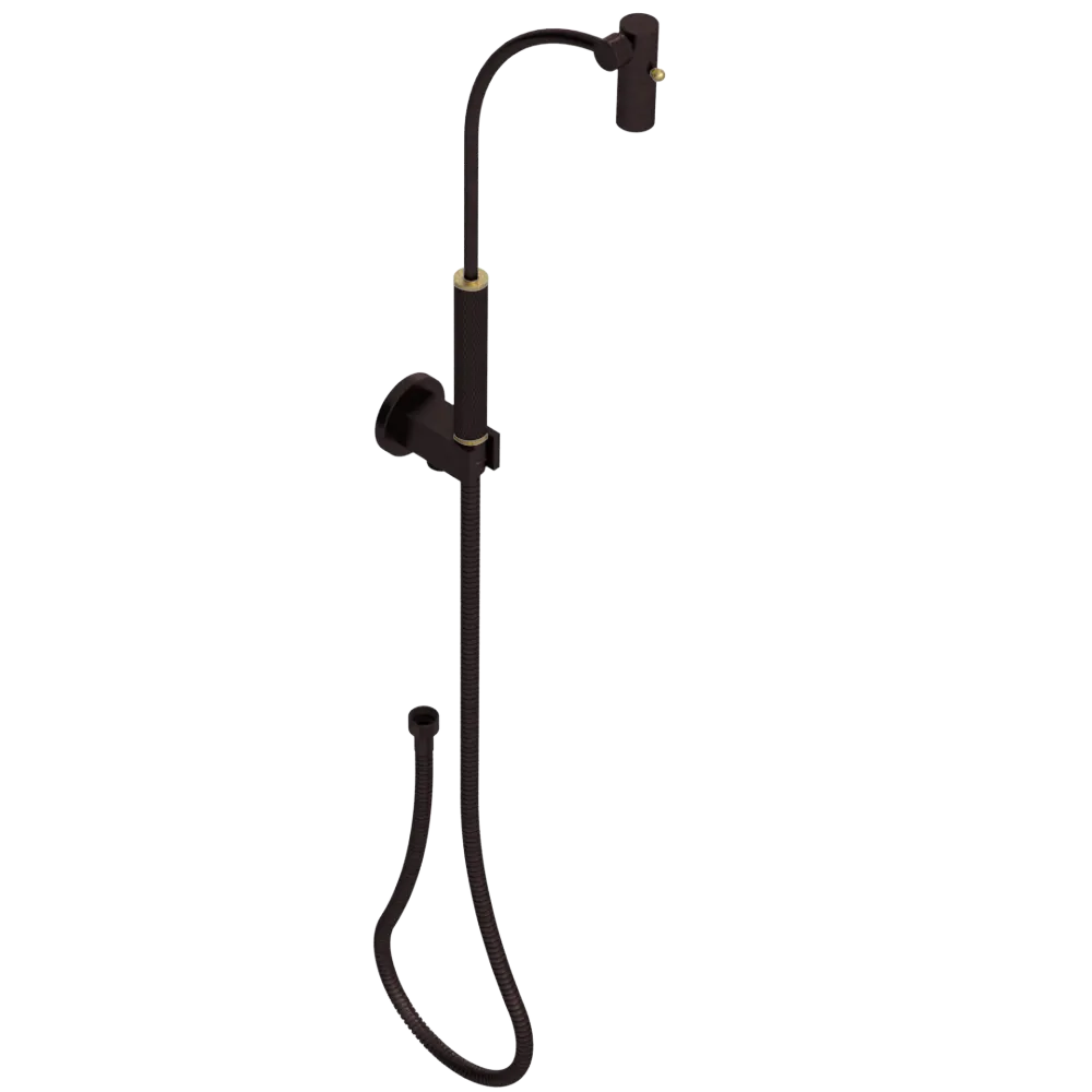 Rubinet Hand Held Shower Bidet with Extended Reach & Dual Function Spray Including Wall Bracket with Supply & Hose (Round) Oil Rubbed Bronze