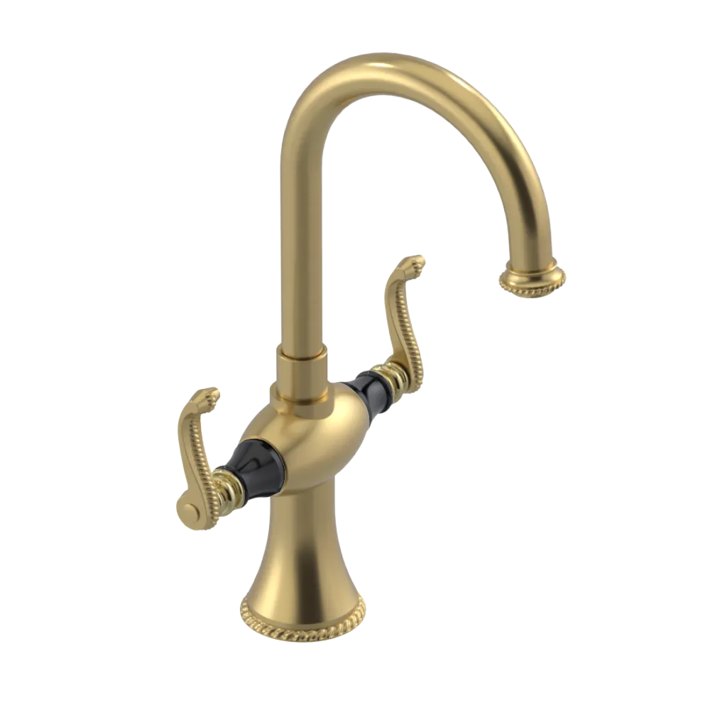 Rubinet Single Hole Dual Handle Lav. Set. (less drain) Satin Brass