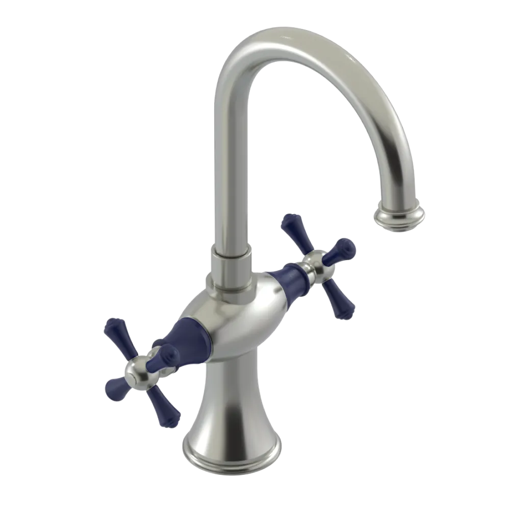 Rubinet Single Hole Dual Handle Lav. Set. (less drain) Satin Nickel