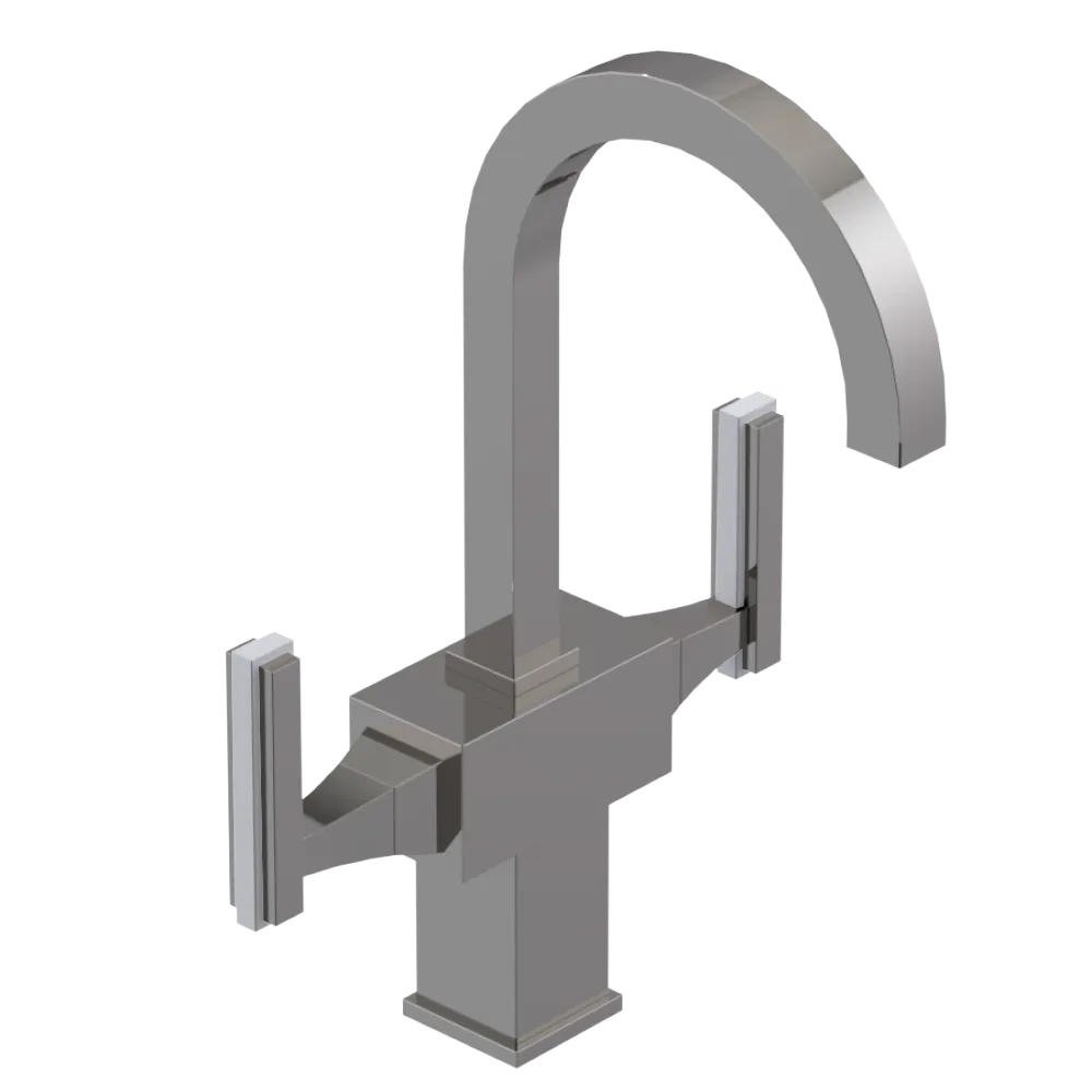 Rubinet Single Hole Dual Handle Lav. Set. (less drain) Polished Nickel