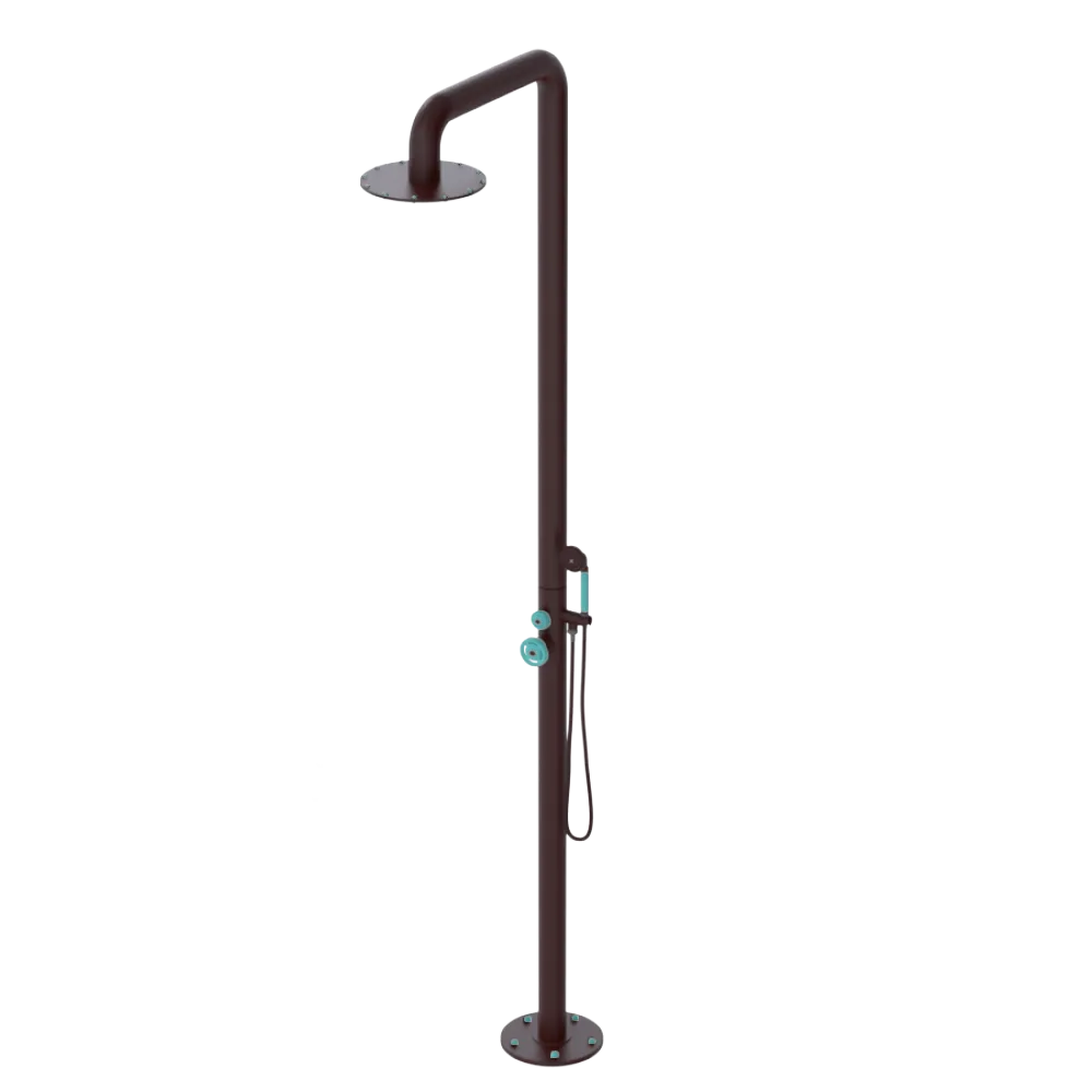 Rubinet Pressure Balance Outdoor Shower with Hand Held Shower & 10" Shower Head - 304 Stainless Steel Bordeaux