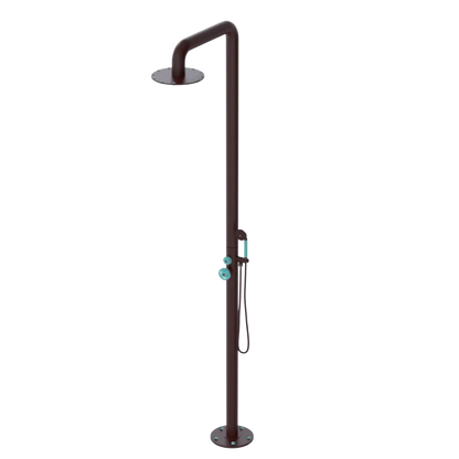 Rubinet Pressure Balance Outdoor Shower with Hand Held Shower & 10" Shower Head - 304 Stainless Steel Bordeaux