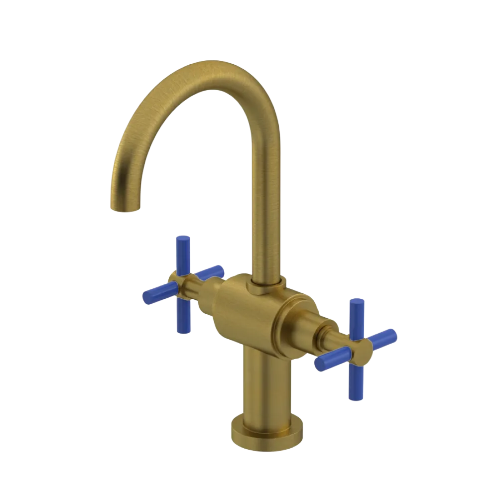 Rubinet Single Hole Dual Handle Lav. Set with LaSalle Spout (less drain) Antique Brass Matt