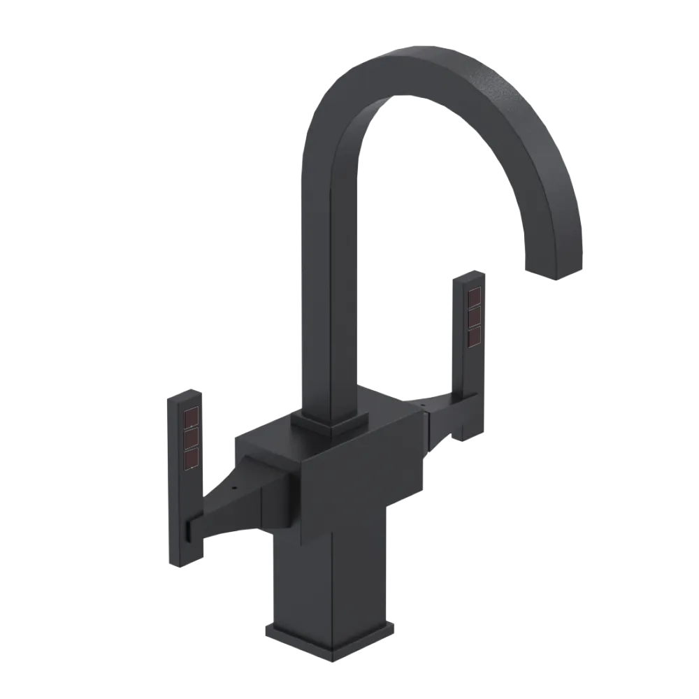 Rubinet Single Hole Dual Handle Lav. Set. (less drain) Matt Black