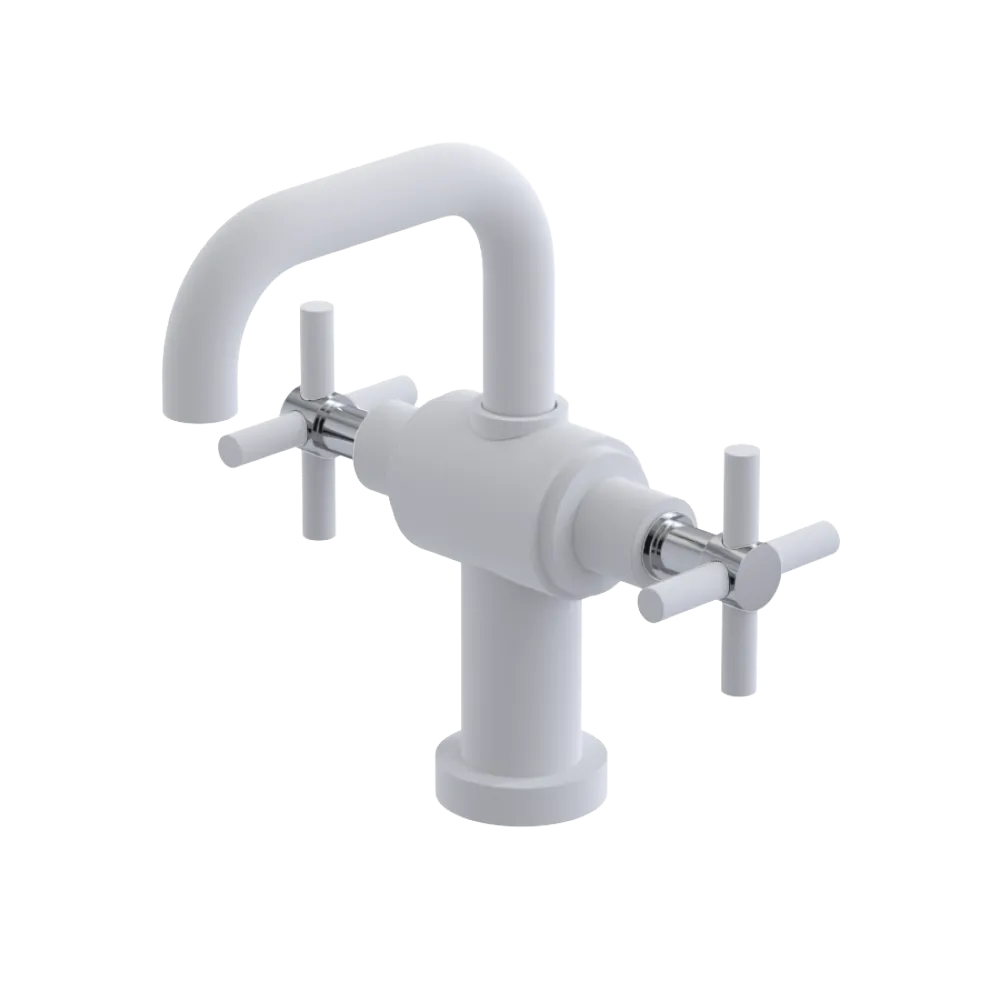 Rubinet Single Hole Dual Handle Lav. Set. (less drain) Matt White