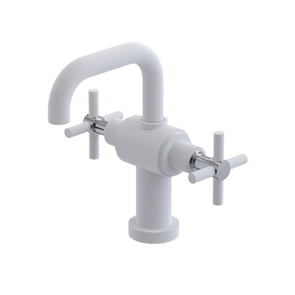 Rubinet Single Hole Dual Handle Lav. Set. (less drain) Matt White