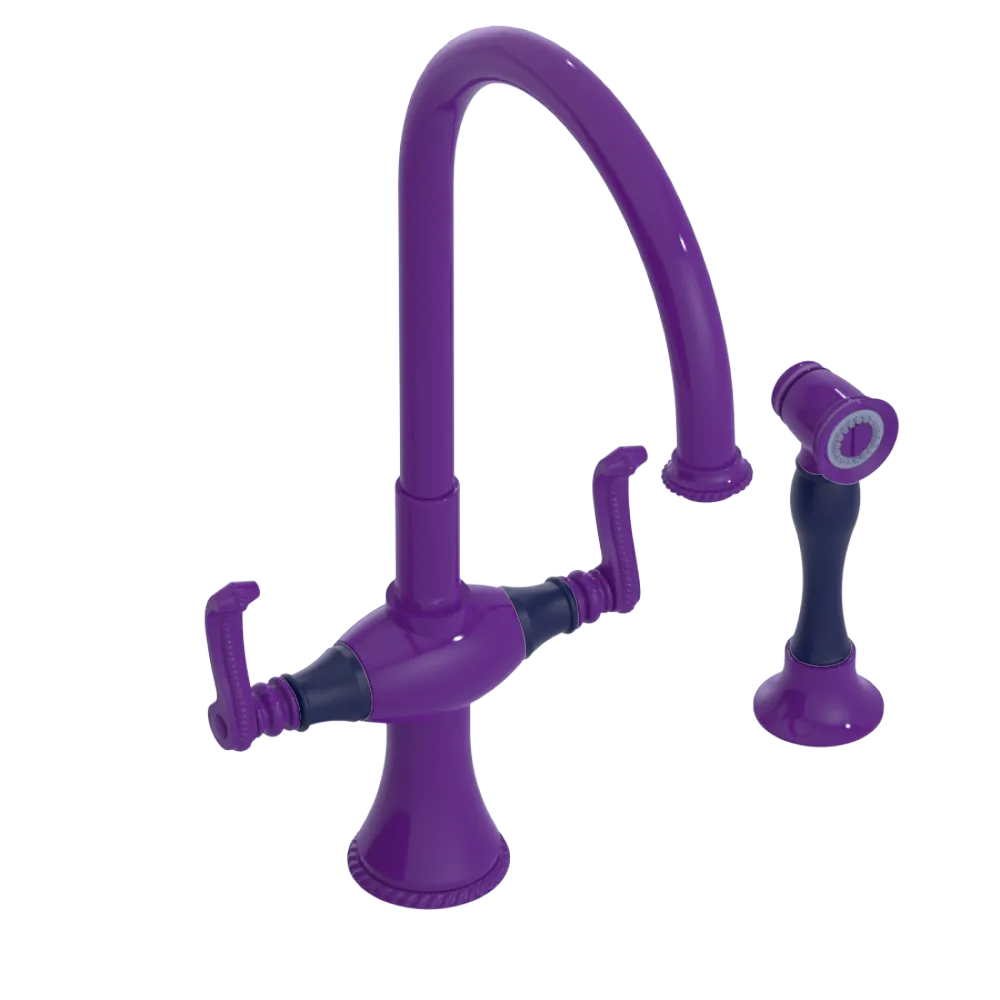 Rubinet Two Handle Single Hole Kitchen Set with Hand Spray Purple Haze