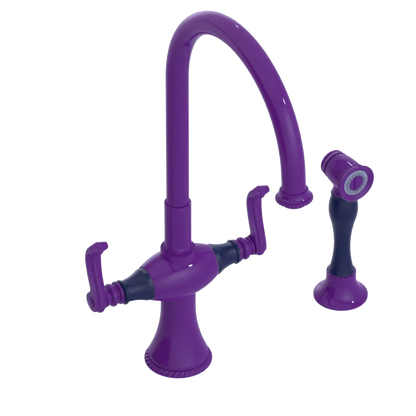 Rubinet Two Handle Single Hole Kitchen Set with Hand Spray Purple Haze